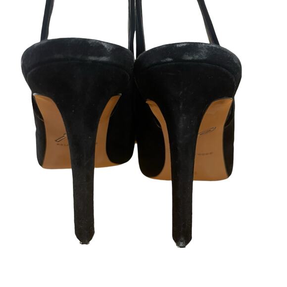 Brian Atwood Maya Black Suede Pointed Toe Slingback Heel Size 8.5 - Picture 6 of 9